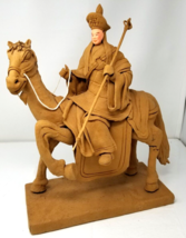 Chinese Horse Rider Staff Figurine Tay Guan Heng Bark Metal Imperfect 1984 - $18.95