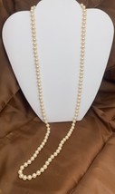VTG Knotted Cream Faux Pearl Bead 30&quot; Necklace - £11.16 GBP