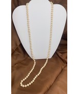 VTG Knotted Cream Faux Pearl Bead 30&quot; Necklace - £11.33 GBP
