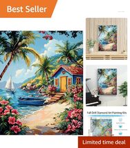 5D Beach Landscape Diamond Art Kit - DIY Home Decor for Creative Adults - $19.75