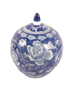 Vintage Blue and White Chinese Melon Jar with Lid 9 Inches Tall Not For ... - €32,71 EUR