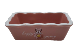 Disney Minnie Mouse Happy Spring Mini Loaf Bread Baking Pan Dish Ceramic - £5.44 GBP