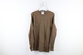 Vtg 70s Streetwear Mens Large Ribbed Knit Thermal Long Sleeve T-Shirt Brown USA - £39.52 GBP