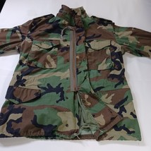 Military Field Jacket Woodland Camo Cold Weather Coat Men’s Medium With Liner image 12