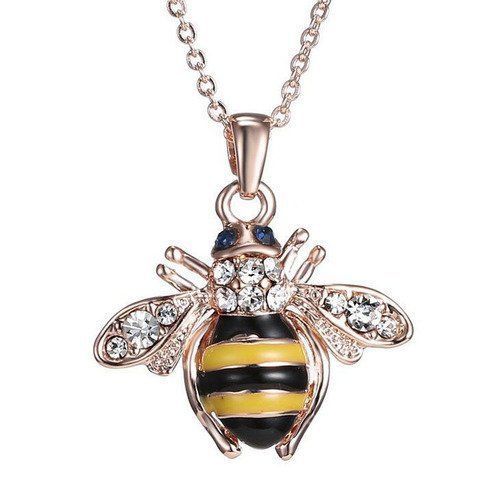 Primary image for Truly Adorable Bee~Bumblebee Pendant w/Chain~Crystals~Necklace~Gift Bag Included