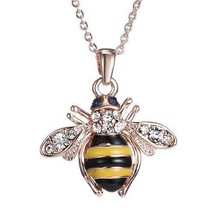 Truly Adorable Bee~Bumblebee Pendant w/Chain~Crystals~Necklace~Gift Bag ... - £10.59 GBP