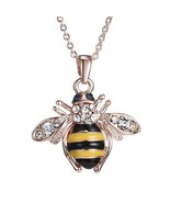 Truly Adorable Bee~Bumblebee Pendant w/Chain~Crystals~Necklace~Gift Bag Included - $13.49