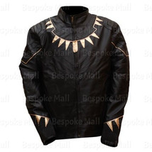 New Men&#39;s Handmade Golden Black Panther Movie Biker Cowhide Leather Jack... - $169.99+