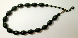 Black Faceted Plastic Beaded Choker Necklace  Mid Century Modern 50&#39;s 60&#39;s 16&quot; - £11.73 GBP