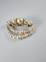 Vtg Hair Barrette Faux Pearl and Gold Beaded Loop Drop Dangle Accessories 1990s - £11.86 GBP