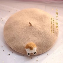 Soft Cute Japanese Kawaii ita Corgi PP Beret Cat PP Painter Hat Mori Girl Pancak - £151.52 GBP