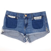 Gap Jean Shorts Size 4 Blue Denim Lace Pocket Detail Cutoff Womens - £19.39 GBP