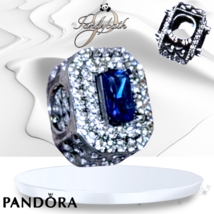 Pandora Blue Sparkling Emerald Cut Charm 792385C01 US seller - $668.99 MXN