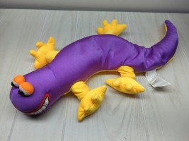 Toy Network purple yellow lizard newt microbead Plush  orange eyes smiling - £23.73 GBP