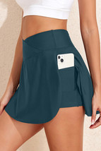 Sea Green Solid Pocketed Crossover High Waist Swim Skort - $22.99