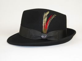 Men BENTLY HEADWEAR Hat Australian Wool Pinch Front Fedora Hudson HU420 Black image 3