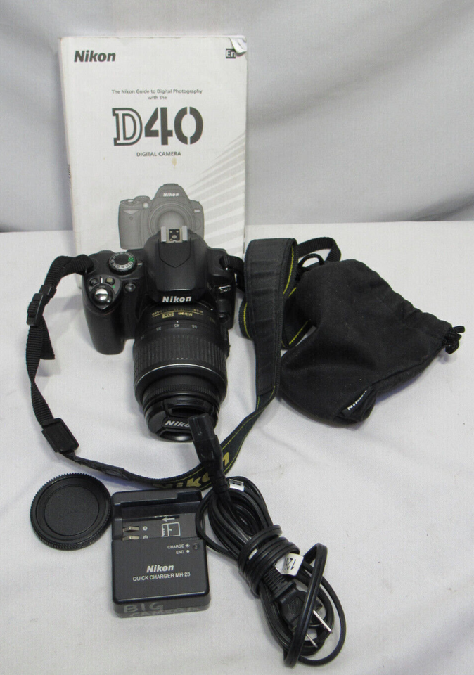 Nikon D40 6.1MP Digital SLR Camera - (Kit w/ AF-S DX 18-55mm Lens) - Complete - $112.16