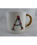 Opalhouse floral Monogrammed A Mug, 16 oz with Gold Handle - £12.31 GBP