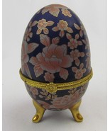 Beautiful blue and pink egg shaped footed trinket box - $416.01 MXN