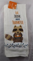 Women Owned Kitchen Dish Towel - Eat, Drink and be Thankful! Raccoon - £5.53 GBP