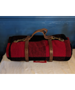 Vtg Marlboro Buffalo Plaid Wool Blanket Leather Carrying Straps 1994 NEW w/ Tags - $62.88