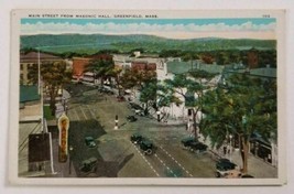 Greenfield,MA Main Street from Masonic Hall Vintage Cars Postcard Posted 1932 - £10.88 GBP
