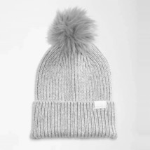 The North Face unisex airspun pom beanie hat in Light Grey Heather - size One - £31.66 GBP