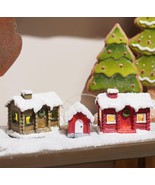 3PC Christmas Village House Figurines with Lights - £6.81 GBP