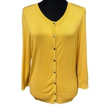 Halogen Yellow Button Stretch Cardigan Sweater Size Petite Large - $22.99