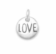 S925 Sterling Silver Oxidized &quot;Love&quot; Scripted Charm Or Pendant Couple Gifts - £31.33 GBP