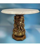Cherub 15" Resin/Marble Rococo Plant Stand Pedestal Side Table Hollywood Regency - $296.99
