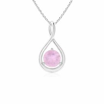 ANGARA 5mm Rose Quartz Solitaire Infinity Twist Pendant Necklace in Silver - £117.70 GBP+