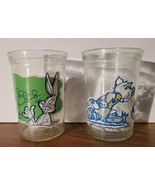 Vintage Welch&#39;s Glass Jelly Jar Lot Of 2 Bugs Bunny Tom And Jerry Looney... - £14.78 GBP