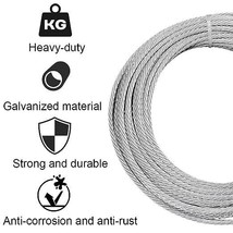 hannger 1/4 Galvanized Cable, 100ft 1/4 Wire Rope Kit, 7x19 Strand, 4200 lbs Bre - £45.49 GBP
