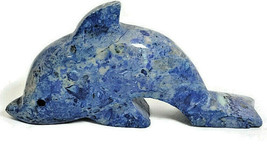 Dolphin Handmade Carved Stone Fish Ocean Figurine Paperweight Blue - $21.95