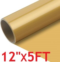 12&quot;x5&#39; Gold HTV Iron On Heat Transfer Vinyl 5 Feet Roll for T Shirt Shoes Bags - £7.19 GBP