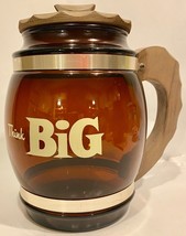 Siesta Ware THINK BIG Amber Brown Mug With Wood Handle &amp; Lid ~ Vintage 1970&#39;s - £15.37 GBP