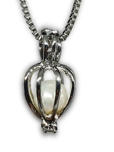 Collier avec pendentif en forme de cœur et de perles, chaîne plaquée argent... - £5.14 GBP