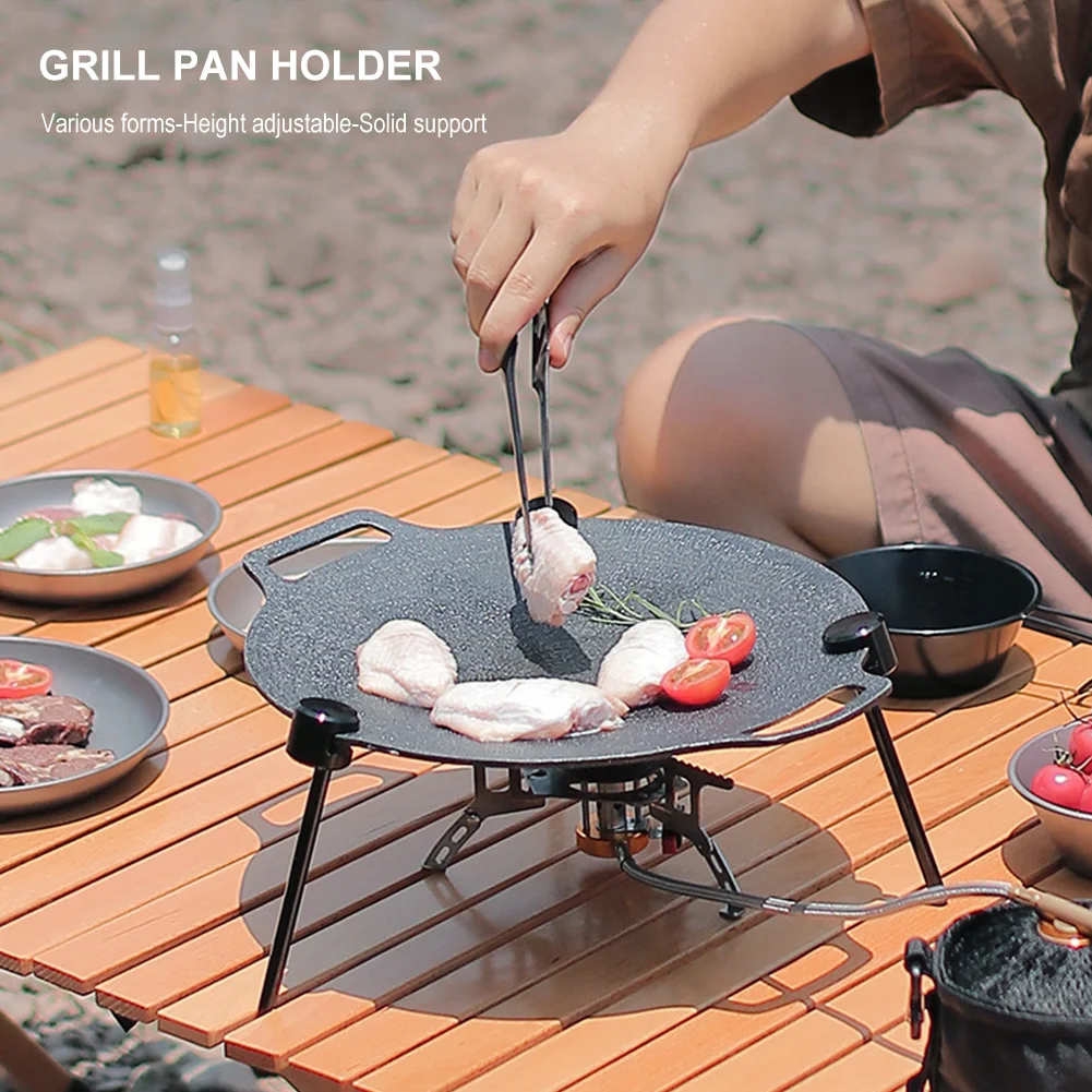 Korean Round Non-Stick Barbecue Plate Bracket Detachable Tripod Grill Po... - $21.90+