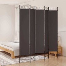  5-Panel Room Divider Brown 78.7"x86.6" Fabric - $2,610.17 MXN