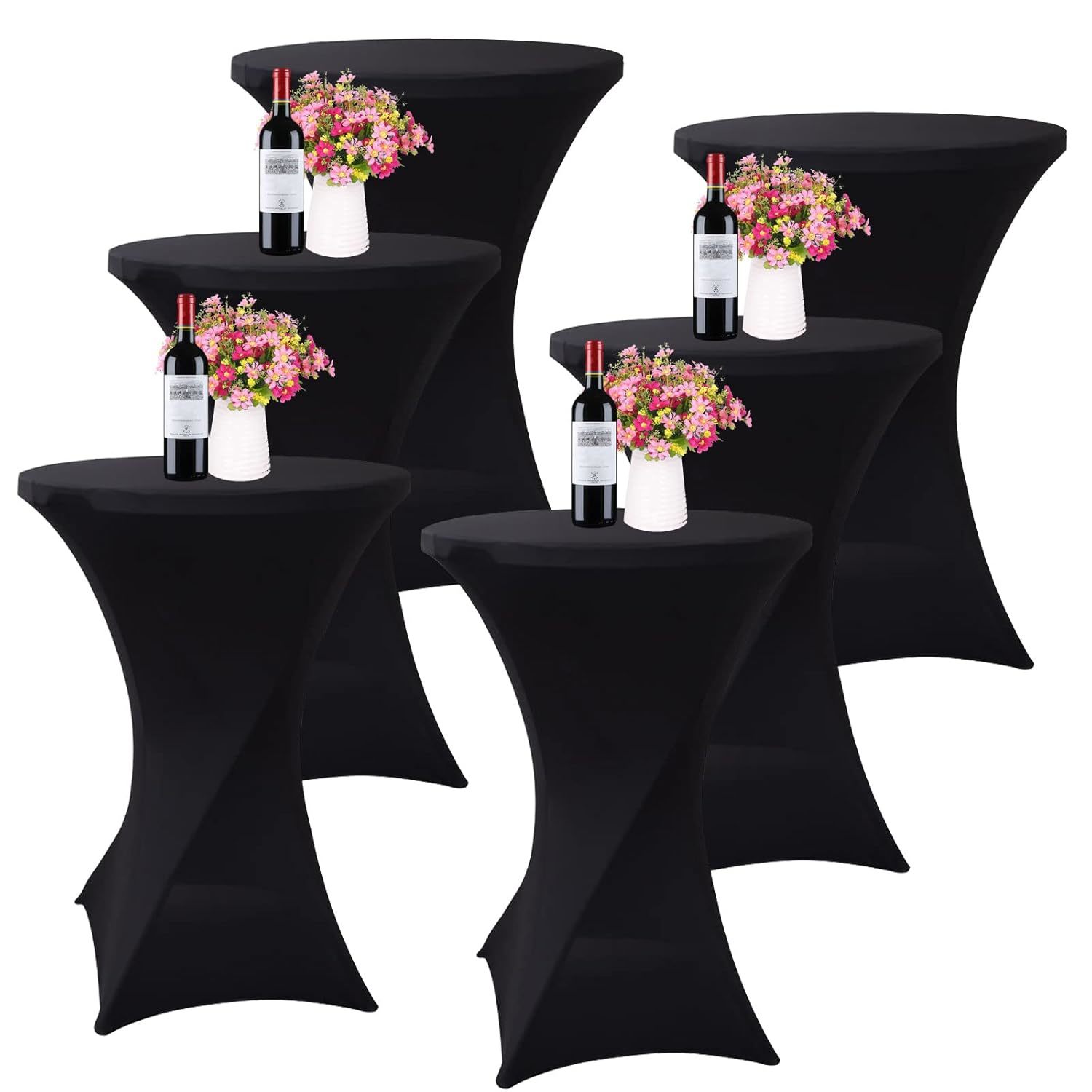 6 Pack Cocktail Table Covers,Stretch Cocktail Table Tablecloth 32"X43" Fitted Hi