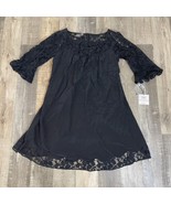 NWT Muse Dress Sz 10 Black Crochet Lace Overlay Lined - Silk - £16.61 GBP