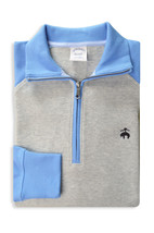 Brooks Brothers Mens Grey Blue Two Tone Cotton 1/2 Zip Sweater, 2XL XXL 8282-4 - £63.45 GBP