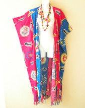 CD493 Fish Bone Women Rayon Batik Plus Size Open Duster Maxi Cardigan up to 5X - £23.90 GBP