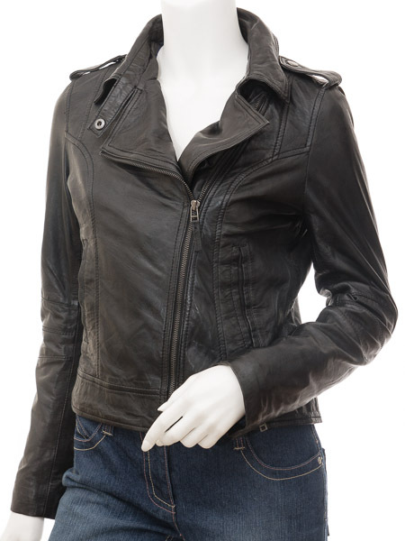 LE Classic Black Leather Jacket For Modern Women