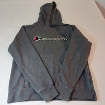 Men&#39;s Medium Champion Authentic Gray Hooded Pullover Sweatshirt Logo Spe... - €11,85 EUR