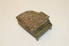 Vintage Occupied Japan Piano Shaped Silver Plated Jewelry Trinket Box - £7.75 GBP