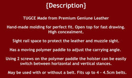 Fits Beretta Storm PX4 Com 3.2”BBL Leather Paddle Holster Open Top #1525# RH image 7