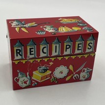 Vintage Stylecraft Metal Recipe Index Card Box Red Kitchen Recipes - £18.56 GBP