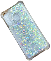 Sparkling Liquid Glitter Case For Samsung Galaxy A 21 - Silver Glitter Hearts image 4